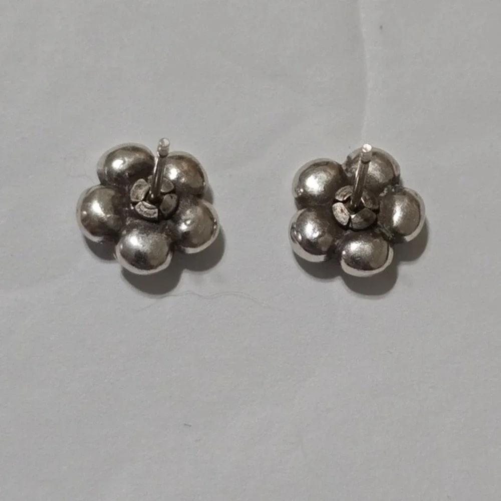Brighton Crystal‎ Jeweled Silver Plated Flower Stud Earrings